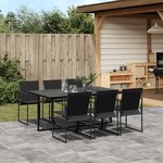 vidaXL Ensemble à manger de jardin 7 Pièces noir textilène