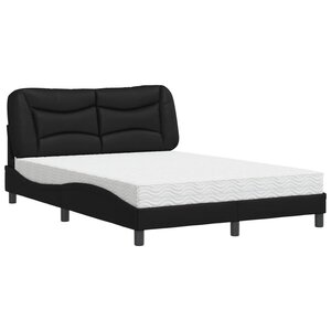 vidaXL Lit avec matelas Hvar noir 140x190 cm similicuir