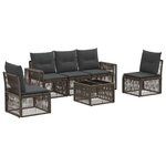 vidaXL Ensemble de canapé de jardin 6 Pièces Gris et Gris foncé polyrotin