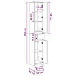 vidaXL Armoire de salle de bain Chêne fumé 30 x 33 x 190 cm