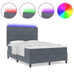 Lit à ressorts vidaXL avec matelas et LED Gris foncé 160x200 cm Velours