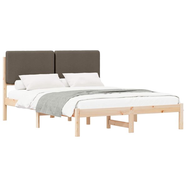vidaXL Cadre de lit avec tête de lit rembourrée Taupe 140 x 190 cm