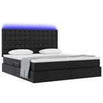 vidaXL Lit avec rangement et LED Noir 180 x 200 cm Simili cuir