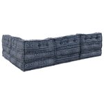 Canapé pouf modulaire 4 places convertible en tissu indigo