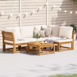 vidaXL Salon de jardin avec coussins 5 Pièces Bois d'acacia solide