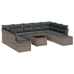 vidaXL Ensemble de canapé de jardin 10 Pièces Gris Poly Rattan