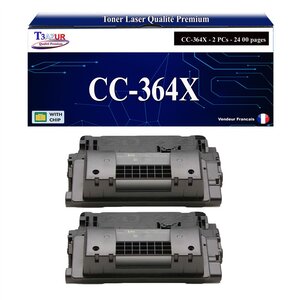 T3AZUR -2x Toners compatibles avec HP CC364X/CE390X (64X/90X) pour HP Laserjet M4555  M4555F  M4555FSKM MFP  M4555H MFP
