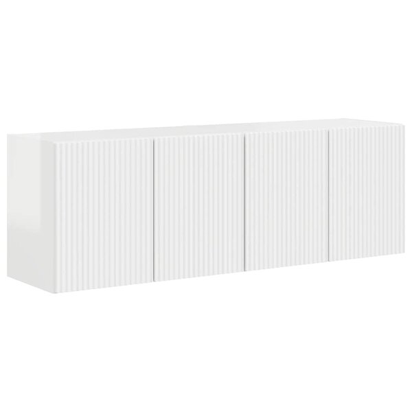 vidaXL Meuble TV mural 2 Pièces Blanc brillant 59 5 x 31 x 40 cm