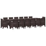 vidaXL Ensemble repas jardin 15 Pièces Marron Large Rotin synthétique