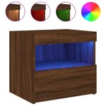 vidaXL Table de chevet avec lumières LED chêne marron 50x40x45 cm