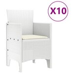 vidaXL Ensemble de salle à manger pour jardin 11 Pièces Blanc Rattan Polt