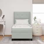 Lit Box Spring avec Matelas et Lumière LED Gris Clair 100x200 cm en Velours