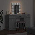 vidaXL Table de Toilette 3 Pièces Gris 50 x 41 x 135 cm Bois d'ingénierie