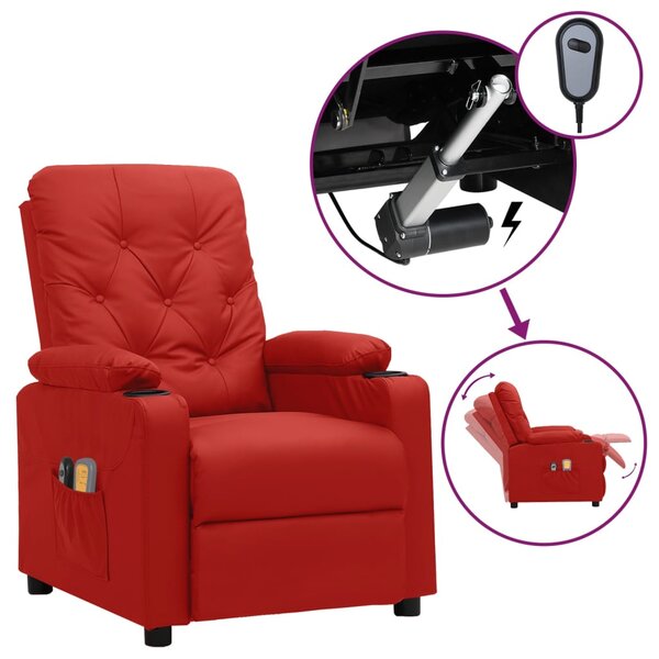 vidaXL Fauteuil de massage électrique Rouge bordeaux Similicuir