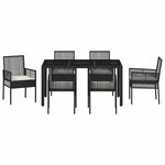 vidaXL Ensemble de salle à manger pour jardin 7 Pièces Noir Poly rotin