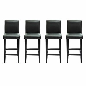 vidaXL Tabourets de bar lot de 4 noir similicuir