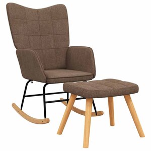 vidaXL Chaise à bascule avec tabouret Marron Tissu