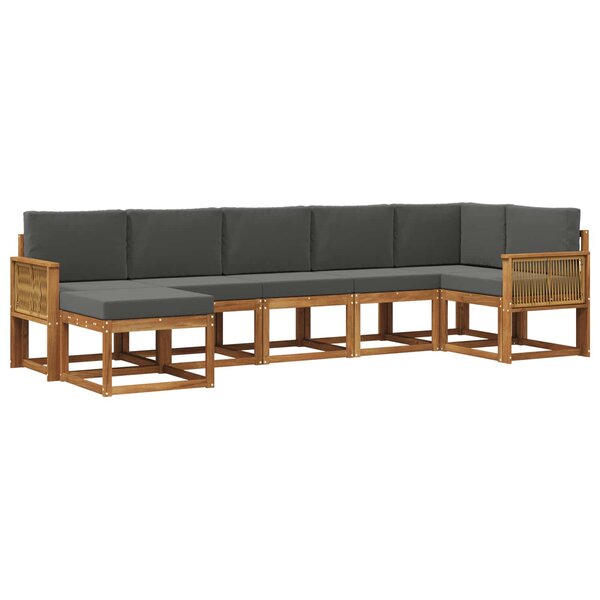 vidaXL Ensemble de canapés d'extérieur 7 Pièces Naturel et Anthracite