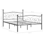 Vidaxl cadre de lit gris métal 200 x 200 cm