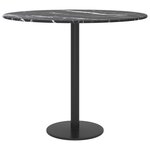 vidaXL Dessus de table noir Ø50x0 8cm verre trempé avec design marbre