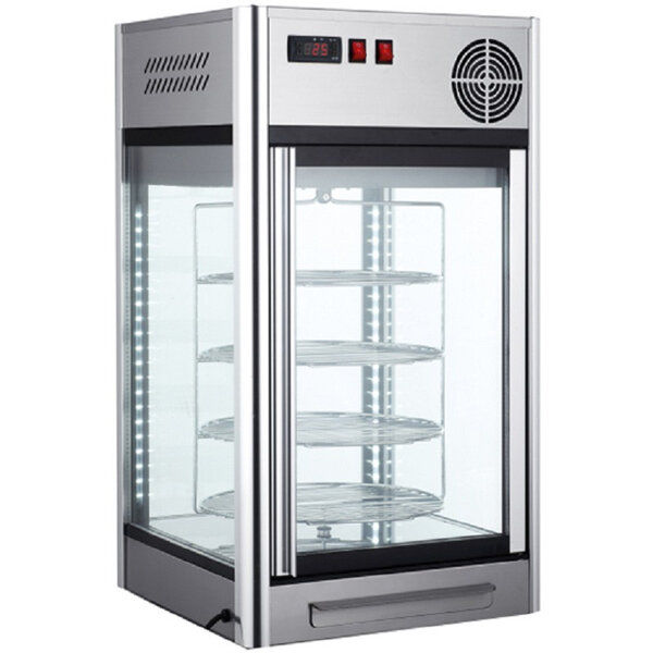 Vitrine réfrigérée 4 faces - 108 l inox - virtus - r600a - acier inoxydable 470x470x870mm