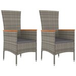 vidaXL Chaises de jardin avec coussins lot de 2 Résine tressée Gris