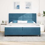 vidaXL Lit à Ressorts avec Matelas LED Bleu 200 x 200 cm Velours