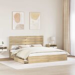 vidaXL Lit de Rangement Chêne Sonoma 180 x 200 cm Bois d'ingénierie