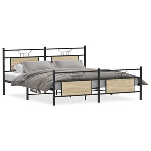 vidaXL Cadre de lit en métal sans matelas chêne sonoma 180x200 cm
