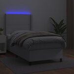 vidaXL Sommier à lattes de lit matelas LED Blanc 80x200cm Similicuir
