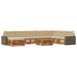 vidaXL Ensemble de canapés d'extérieur 9 pc Naturel et Beige