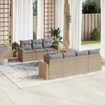 vidaXL Salon de jardin avec coussins 8 Pièces beige résine tressée