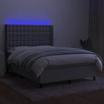 vidaXL Sommier à lattes de lit matelas LED Gris clair 140x190 cm Tissu