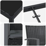 vidaXL Ensemble de salle à manger pour jardin 3 Pièces Noir Poly rotin