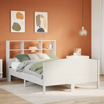 vidaXL Lit bibliothèque sans matelas blanc 140x190 cm bois pin massif