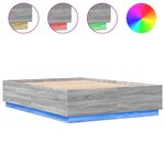 vidaXL Cadre de lit avec LED sans matelas sonoma gris 120x200 cm
