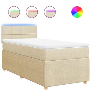 vidaXL Sommier à lattes de lit et matelas Crème 90x190 cm Tissu