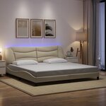 vidaXL Cadre de lit avec lumières LED crème 200x200 cm tissu