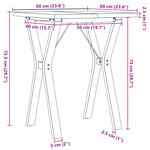 vidaXL Table à manger cadre en Y 60x60x75 5cm bois de pin massif fonte
