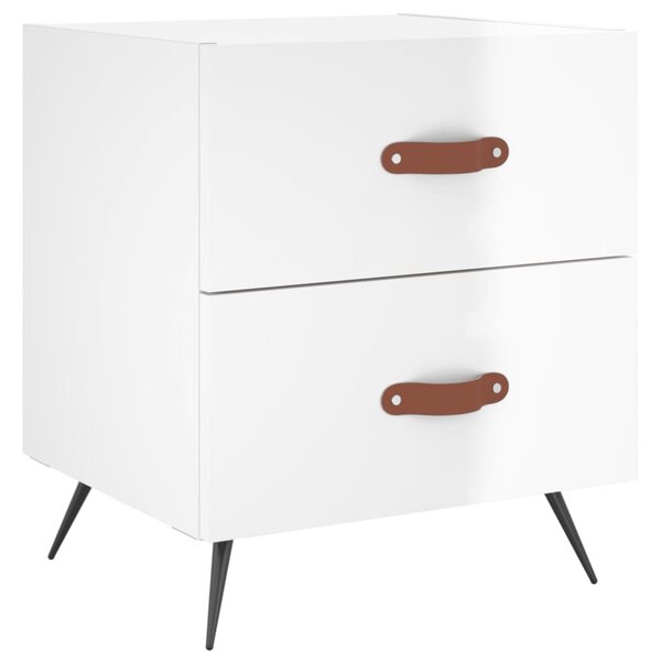 vidaXL Table de chevet blanc brillant 40x35x47 5 cm bois d’ingénierie