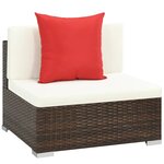 vidaXL Salon de jardin 7 Pièces avec coussins Résine tressée Marron