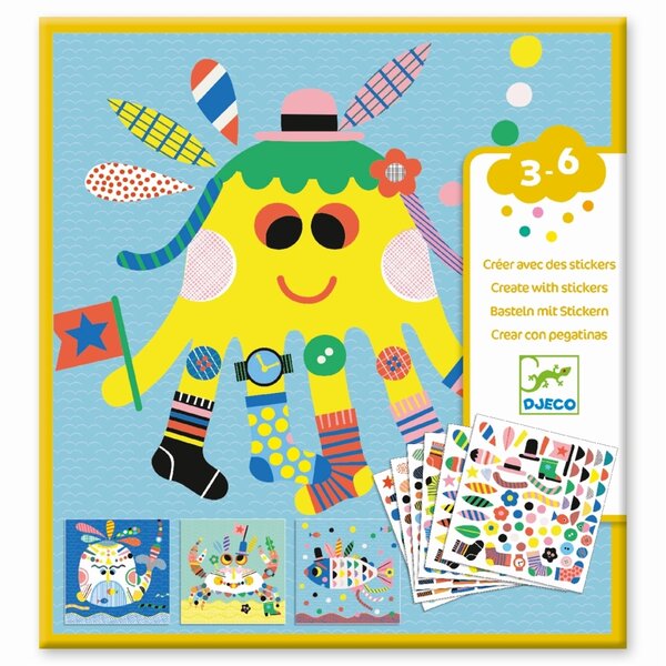 Djeco DJ08931 - Créer des animaux marins avec des stickers