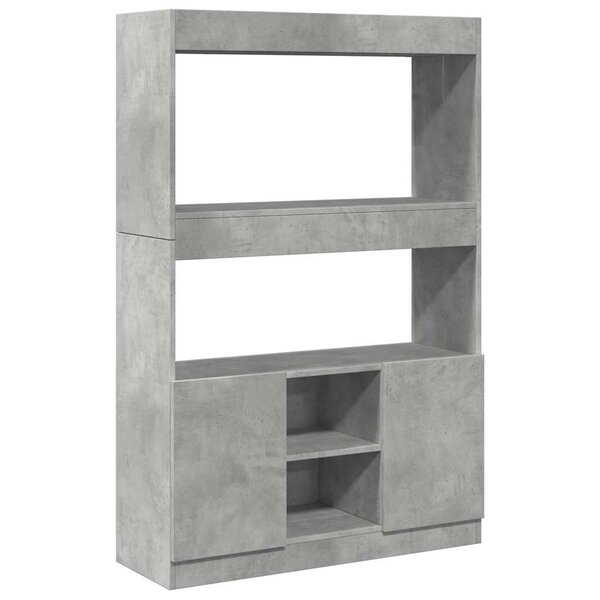 vidaXL Buffet haut gris béton 92x33x140 cm bois d'ingénierie