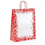 Lot de 50: sac kraft noël  flocons à poignées torsadées 36x44,5x14 cm