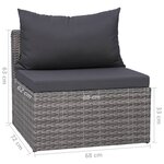 vidaXL Salon de jardin 7 Pièces avec coussins résine tressée gris