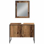 vidaXL Ensemble de mobilier de salle de bain avec porte 4 Pièces Marron