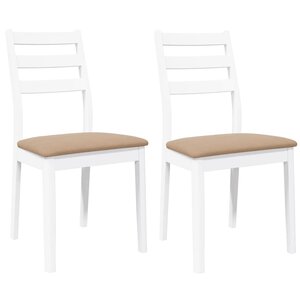 vidaXL Chaises à manger coussins 2 Pièces blanc bois massif caoutchouc