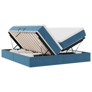 vidaXL Lit avec rangement et matelas Bleu foncé 200 x 200 cm Velours