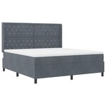 Lit de box spring vidaXL avec matelas gris foncé 180x200 cm en velours