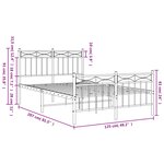 vidaXL Cadre de lit métal sans matelas et pied de lit blanc 120x200 cm